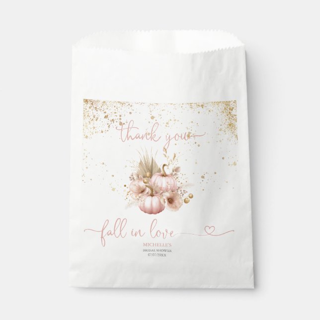 Fall in Love Bridal Shower Thank You Pumpkin Favor Bag (Front)