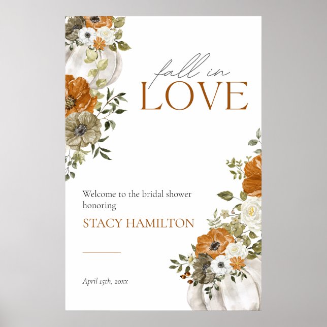 Fall in Love Bridal Shower Welcome Sign (Front)