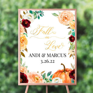 Fall in love Bridal Shower Welcome Sign Personaliz