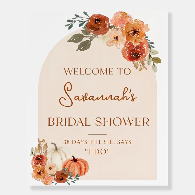 Fall in Love Bridal Shower Welcome Sign Template (Front)