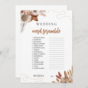 Fall in love Bridal Shower Word Scramble Game Invitation