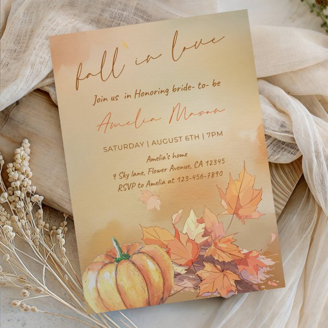 Fall in Love Bride-to-Be - Romantic Autumn Bride Invitation (Creator Uploaded)