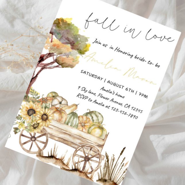 Fall in Love Bride-to-Be - Romantic Autumn Bride  Invitation (Creator Uploaded)