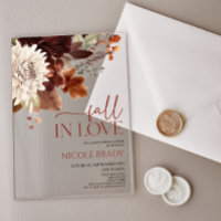 Fall In Love Brown Burgundy Floral Bridal Shower