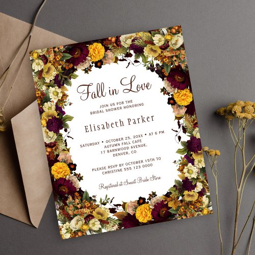 Fall in love budget bridal shower invitation