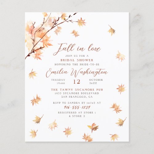 Fall In Love  Budget Bridal Shower Invitation