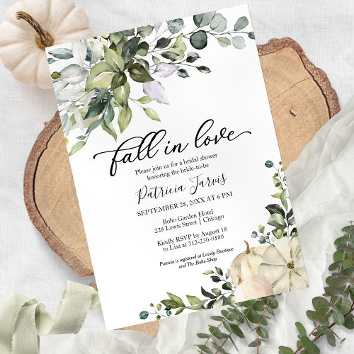 Fall In Love Budget Fall Bridal Shower Invitation