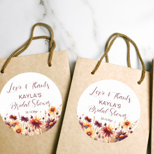 Fall in love burgundy dahlias bridal shower favor classic round sticker