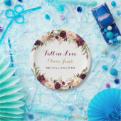 Fall in Love Burgundy Floral Bridal Shower Plate (Party)