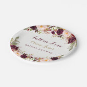 Fall in Love Burgundy Floral Bridal Shower Plate (Angled)