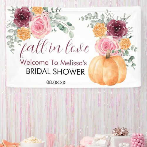fall in love burgundy pink bridal shower welcome   banner