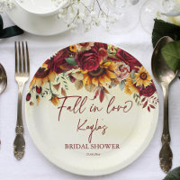 Fall in love burgundy sunflowers bridal shower