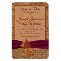 Fall in Love Burlap, Leaves Save the Date (Large)