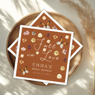 Fall In Love Burnt Orange Boho Bridal Shower  Napkins