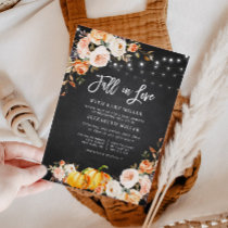 fall in love chalkboard floral baby shower invitation