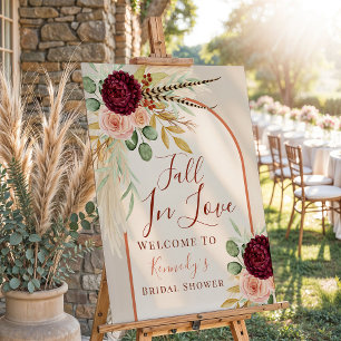 Fall In Love Clay Beige Pampas Mum Floral Welcome Foam Board