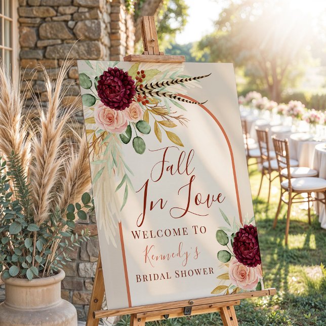 Fall In Love Clay Beige Pampas Mum Floral Welcome  Foam Board (Creator Uploaded)