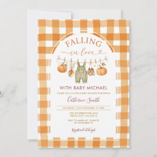Fall in love Clothesline Girl Boy Baby shower  Invitation