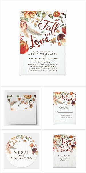 Rustic Fall Wedding Invitation Set