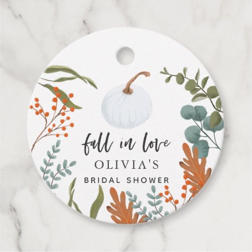 Fall In Love Country Pumpkin Bridal Shower Favor Tags