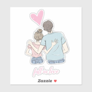 Fall in love Couple with Customizable Sticker
