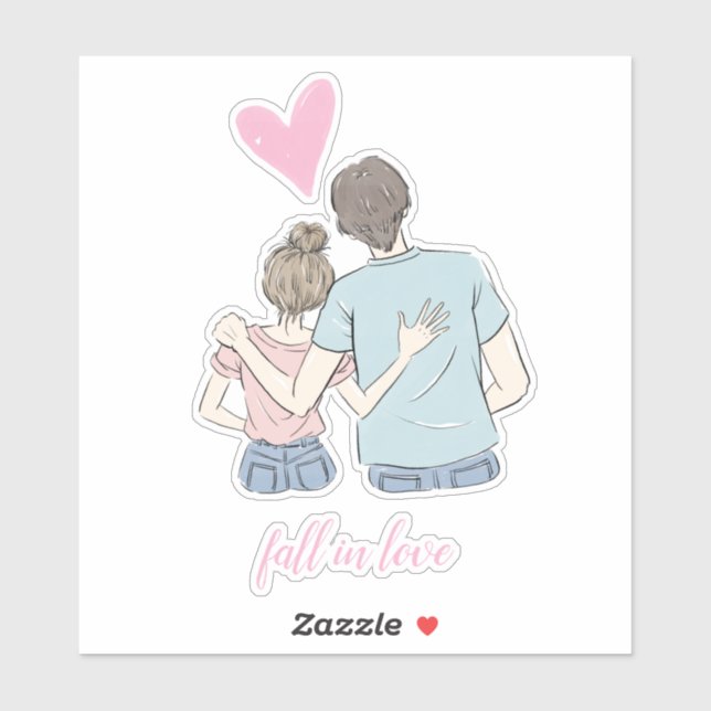 Fall in love Couple with Customizable Sticker (Sheet)
