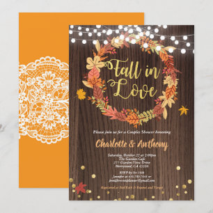 Fall in love couples shower invitation wreath