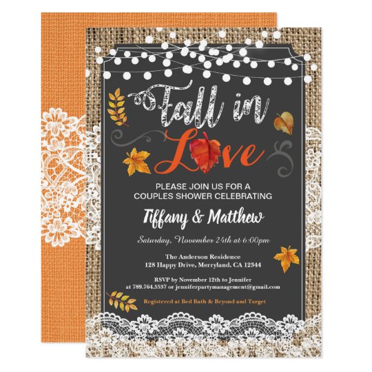 Fall In Love Couples Shower Rustic Chalkboard Invitation