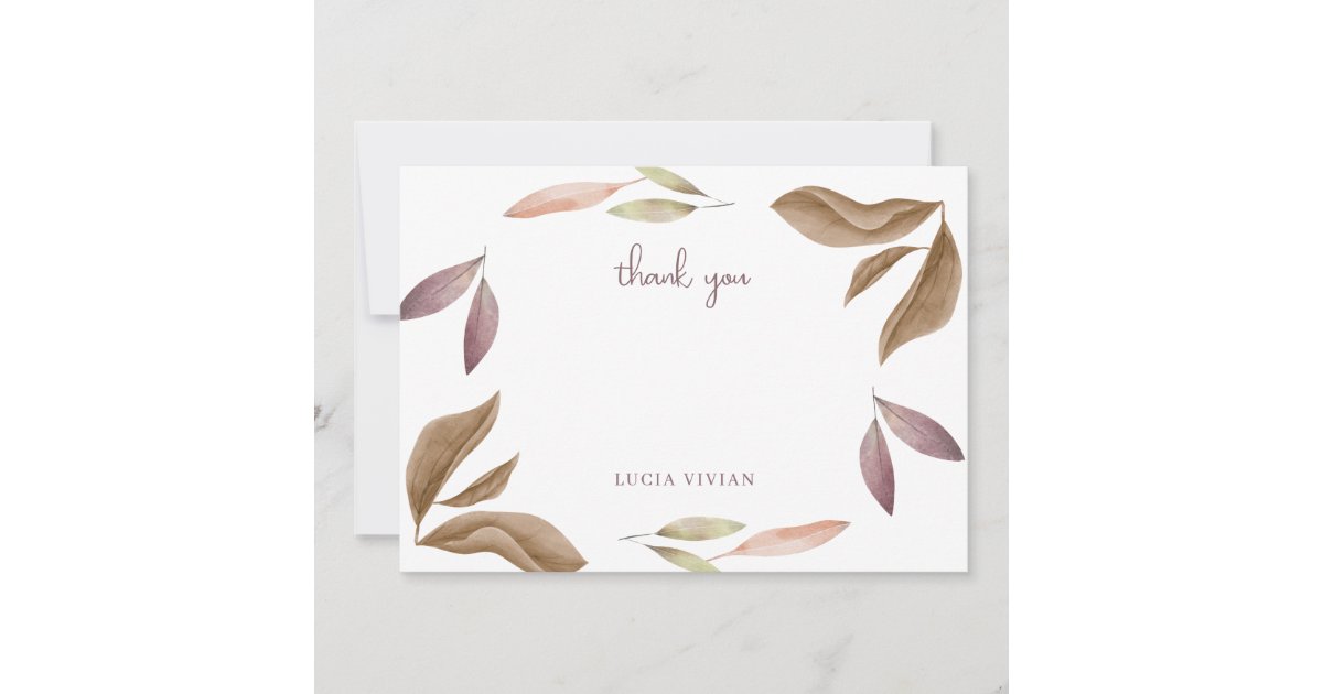 Fall In Love Elegant Autumn Leaves Thank You Card | Zazzle