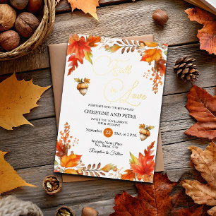 Fall in Love Elegant Boho Floral Wedding Gold Foil Invitation