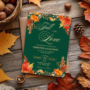 Fall in Love Elegant Boho Floral Wedding Gold Foil Invitation
