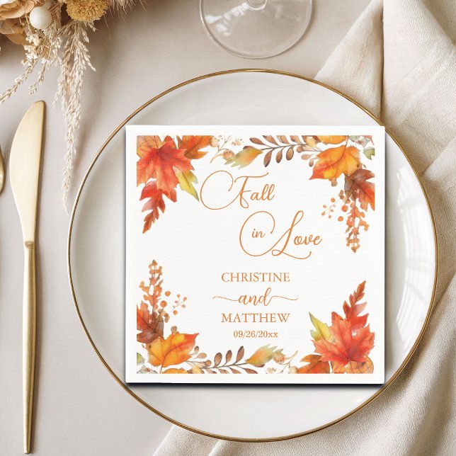 Fall in Love Elegant Boho Floral Wedding Napkins (Creator Uploaded)