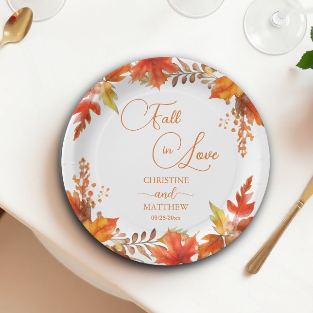 Fall in Love Elegant Boho Floral Wedding Paper Plates (Creator Uploaded)