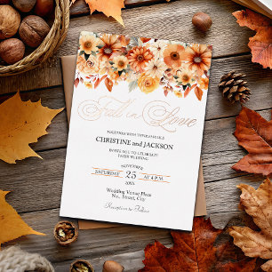 Fall in Love Elegant Boho Floral Wedding Rose Foil Invitation
