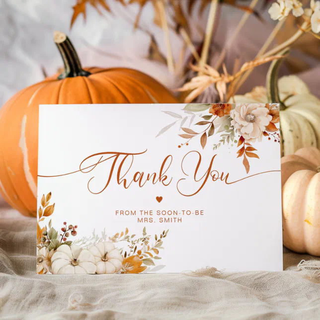 Fall in love elegant bridal thank you card | Zazzle