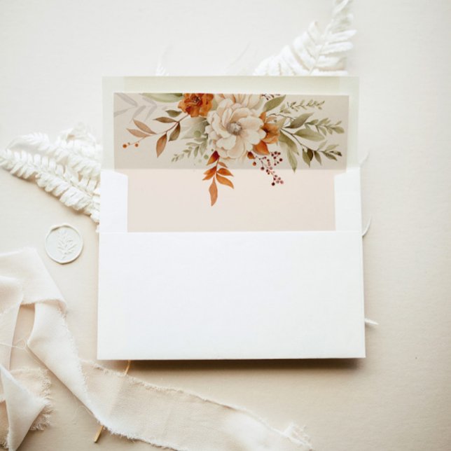 Fall in love elegant fall bridal shower envelope liner (Creator Uploaded)