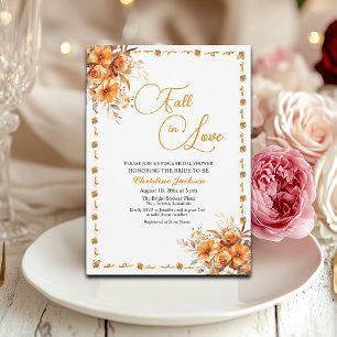 Fall in Love Elegant Fall Floral Bridal Shower Invitation