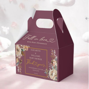 Fall In Love Elegant Fall Floral Burgundy Boho Favor Boxes