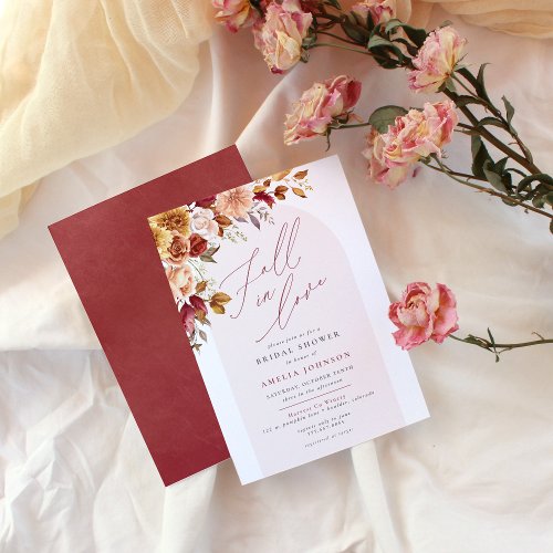 Fall in Love Elegant Floral Bridal Shower Invitation