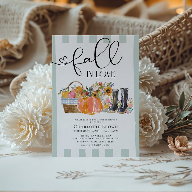 Fall in Love Elegant Rustic Fall Bridal Shower Invitation (Creator Uploaded)