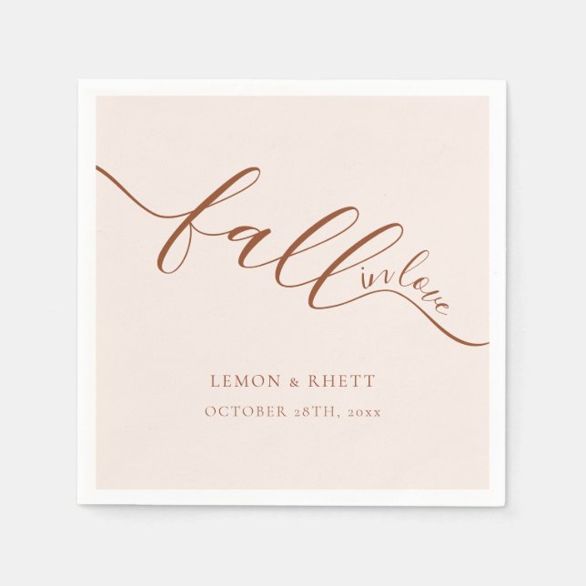 Fall In Love Elegant Terracotta Wedding  Napkins (Front)