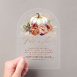 Fall in Love Elegant Wedding Rust Flowers Pumpkin Acrylic Invitations