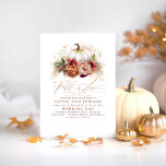 Fall in Love Elegant Wedding Rust Flowers Pumpkin Invitation<br><div class="desc">Fall in Love - a romantic wedding invitation features a watercolor white pumpkin adorned with terracotta,  burgundy red,  rust flowers and pampas grass.</div>