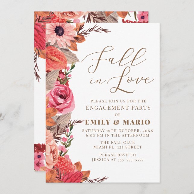 Fall In Love Engagement Invitation (Front/Back)