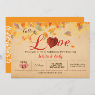 Fall in love engagement party rustic invitation