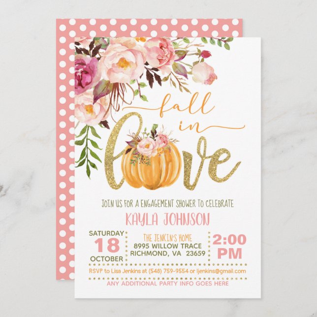 Fall in Love Engagement Shower Invitation - PD (Front/Back)