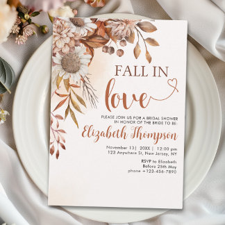 Fall in Love Fall Bridal Shower Invitation