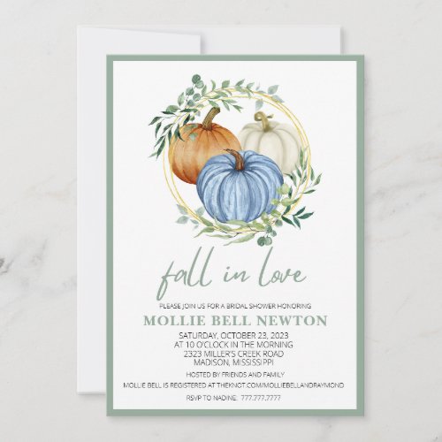 Fall in Love Fall Bridal Shower Invitation
