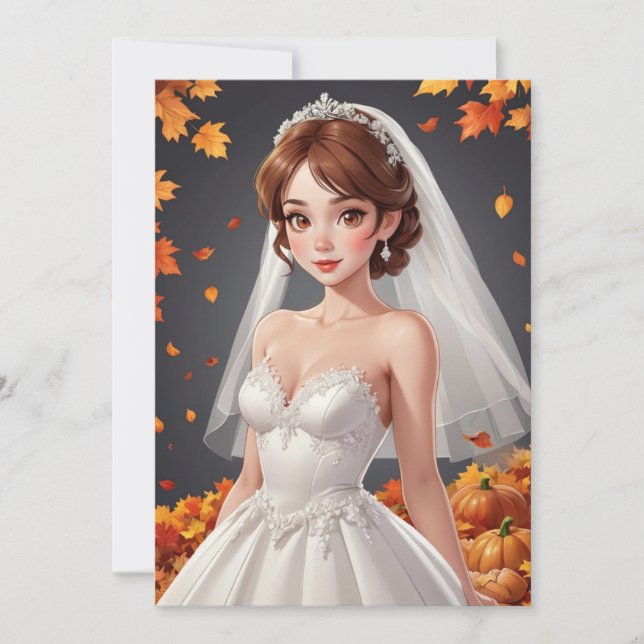 fall in love fall bridal shower invitations (Front)