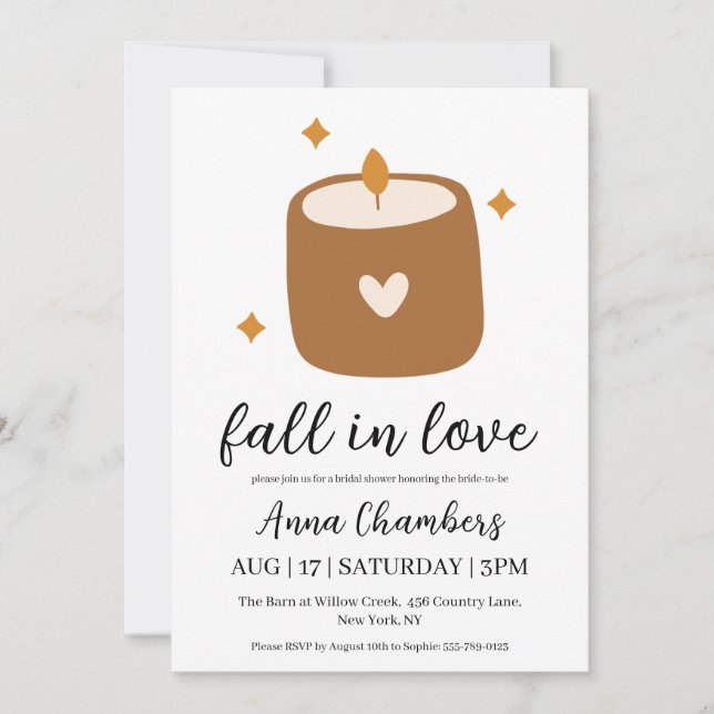 fall in love fall bridal shower invitations (Front)
